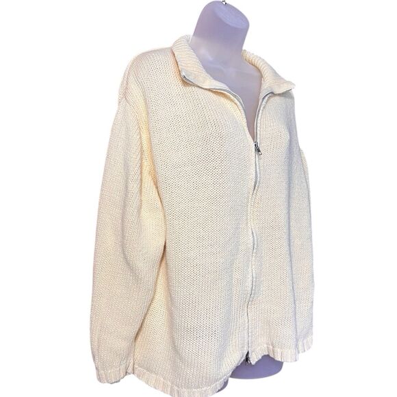 Carolina Colours Vintage 90s Light Yellow Full Zip Cable Knit Sweater Sz 18W - Picture 3 of 8